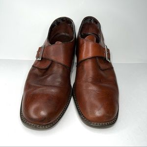 Vintage GH Bass & Co. Leather Monk Strap Shoes with Silver Buckle - Size 6
